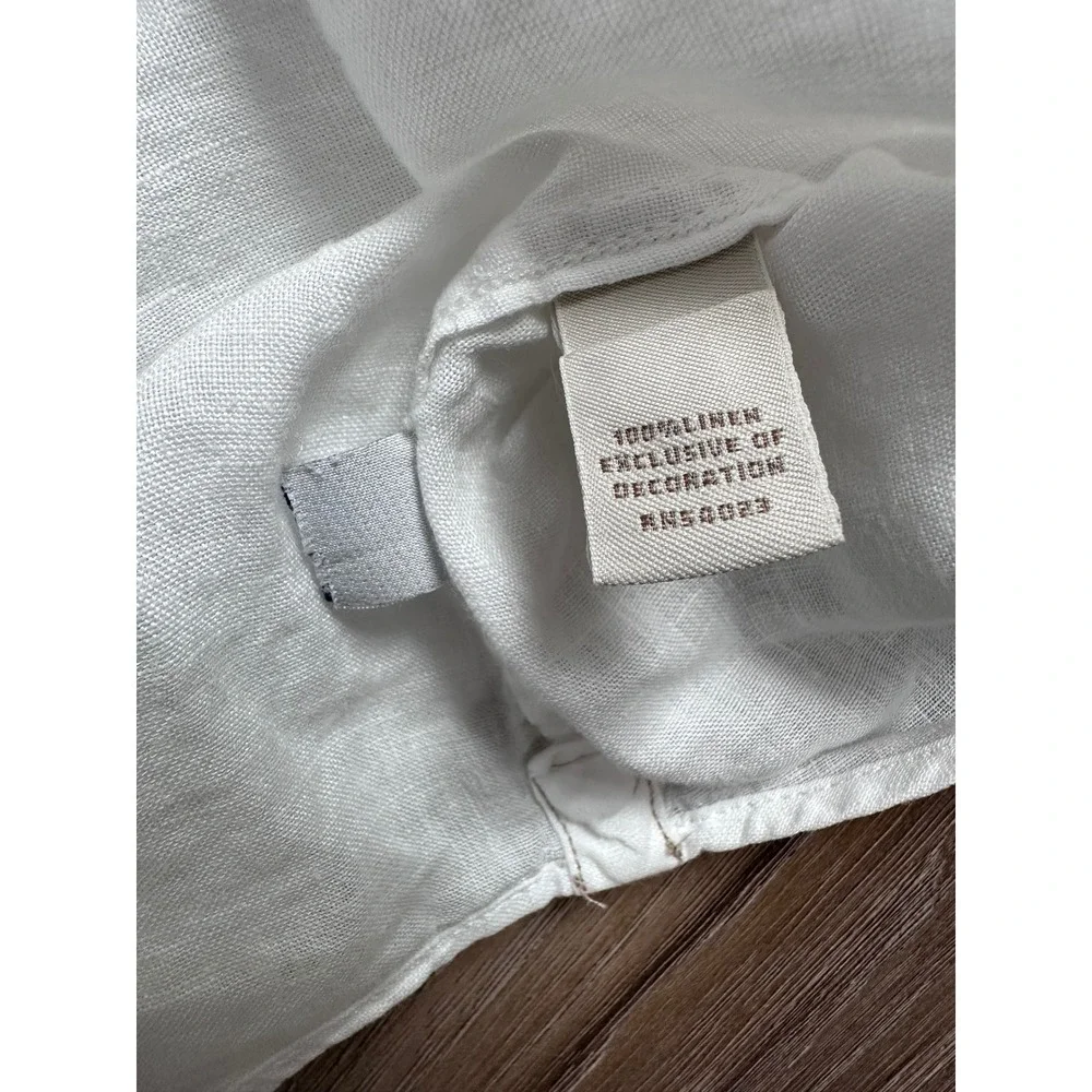 Banana Republic Mens White 100% Linen Pintuck Guayabera Shirt Large Short Sleeve